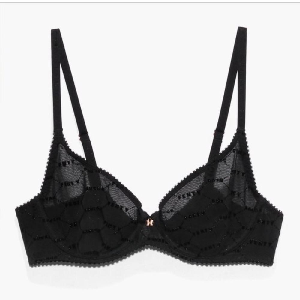 NWT Fenty Savage Flocked Logo Unlined Bra Lingerie